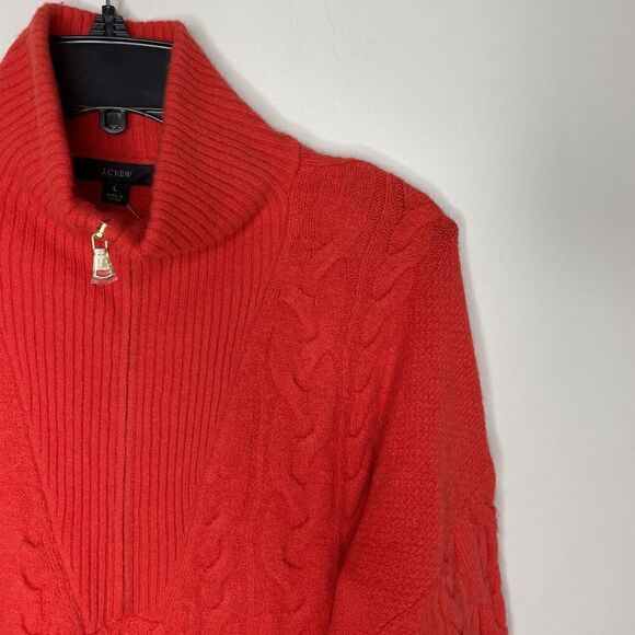 J CREW Sweater Womens Large Orange Cable-Knit 1/2-Zip NEW Supersoft Yarn BD032 - Picture 2 of 12